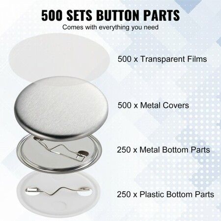 1.25" 32mm Button Badge Parts Supplies for Button Maker Machine 500 Sets