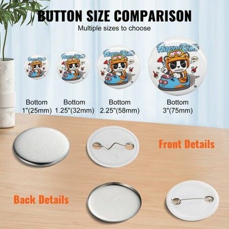 1.25" 32mm Button Badge Parts Supplies for Button Maker Machine 500 Sets