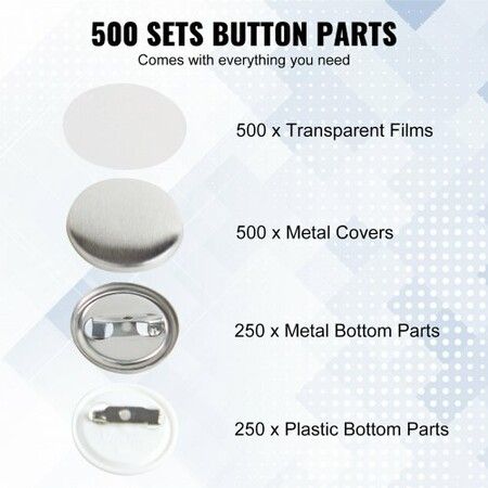 1" 25mm Button Badge Parts Supplies for Button Maker Machine 500 Sets