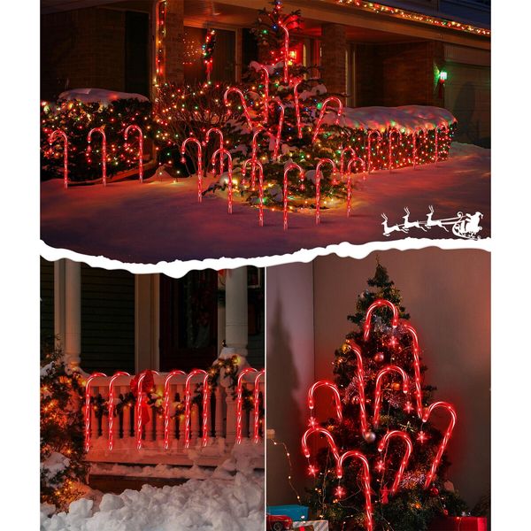 Large Panel 160 RED LED Solar Candy Cane Pathway Lights,Solar Christmas Lights Outdoor Decorations Waterproof IP65,8 Modes Candy Cane Lights (20 Pack)