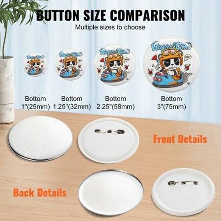 2.25" 58mm Button Badge Parts Supplies for Button Maker Machine 500 Sets