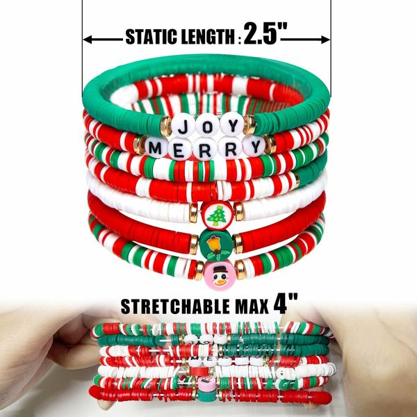 6 Pack Cute Xmas Bracelets for Women Teen Girls as Party Gifts (Red)