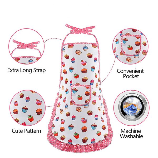 11PCS Kids Cooking & Baking Set Apro Chef Costume and Hat for Ages 2-6 Perfect for Girls Dress Up