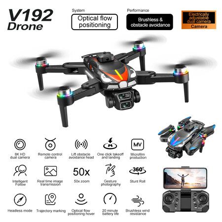 8K Dual Camera Drone 2.4G Brushless Optical Flow Obstacle Avoidance Aerial Photography Drone Color Silver And Blue