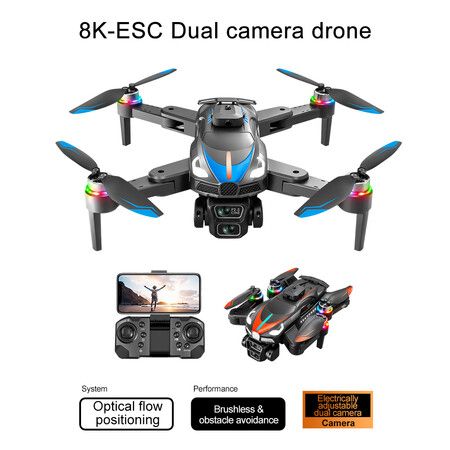 8K Dual Camera Drone 2.4G Brushless Optical Flow Obstacle Avoidance Aerial Photography Drone Color Silver And Blue