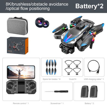 8K Dual Camera Drone 2.4G Brushless Optical Flow Obstacle Avoidance Aerial Photography Drone Color Silver And Blue