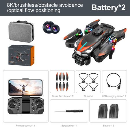 8K Dual Camera Drone 2.4G Brushless Optical Flow Obstacle Avoidance Aerial Photography Drone Color Black And Red