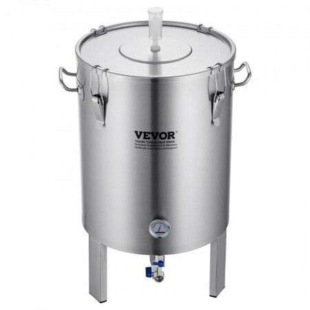 304 Stainless Steel Kettle, 16 GALLON Beer Brew Fermentor, Brew Bucket Fermentor for Brewing, Home Brewing Supplies with Base, Kettle Stock Pot Includes Lid, Handle, Valve, Spigot, Thermometer