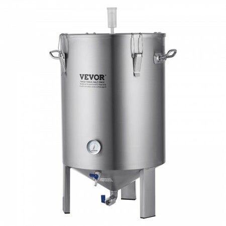 304 Stainless Steel Kettle, 16 GALLON Beer Brew Fermentor, Brew Bucket Fermentor for Brewing, Home Brewing Supplies with Base, Kettle Stock Pot Includes Lid, Handle, Valve, Spigot, Thermometer