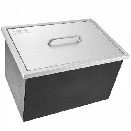 Drop in Ice Chest, 20"L x 14"W x 12"H Stainless Steel Ice Cooler, Commercial Ice Bin with Cover, 40 qt Outdoor Kitchen Ice Bar, Drain-pipe and Drain Plug Included, for Cold Wine Beer