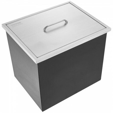 Drop in Ice Chest, 20"L x 14"W x 12"H Stainless Steel Ice Cooler, Commercial Ice Bin with Cover, 40 qt Outdoor Kitchen Ice Bar, Drain-pipe and Drain Plug Included, for Cold Wine Beer