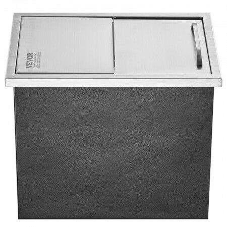 Drop in Ice Chest, 18"L x 12"W x 14.5"H Stainless Steel Ice Cooler, Commercial Ice Bin with Sliding Cover, 40.9 qt Outdoor Kitchen Ice Bar, Drain-pipe and Drain Plug Included, for Cold Wine Beer