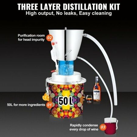 50L Alcohol Distiller Machine Brewing Equipment DIY Whiskey Home Still