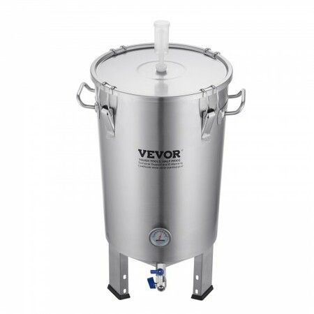 304 Stainless Steel Kettle, 8 GALLON Beer Brew Fermentor, Brew Bucket Fermentor for Brewing, Home Brewing Supplies with Base, Kettle Stock Pot Includes Lid, Handle, Valve, Spigot, Thermometer