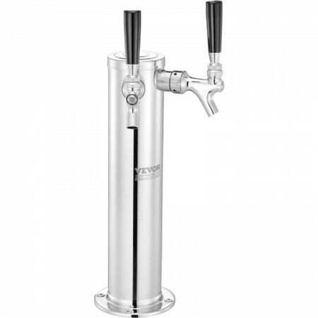 Kegerator Tower Kit, Dual Taps Beer Conversion Kit, Stainless Steel Keg Beer Tower Dispenser with Dual Gauge W21.8 Regulator & A-System Keg Coupler, Beer Drip Tray for Party Home