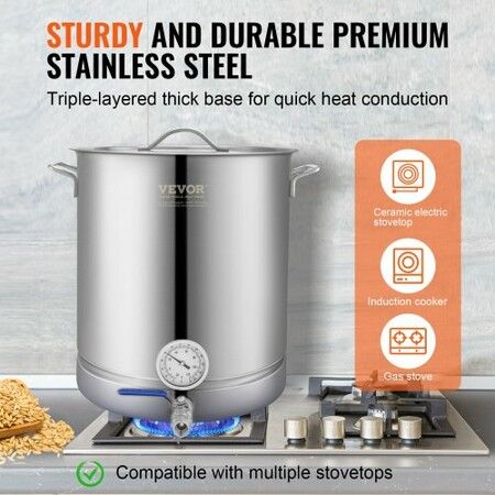 Stainless Steel Home Brew Kettle Set 16Gal Beer Stock Pot with Accessories