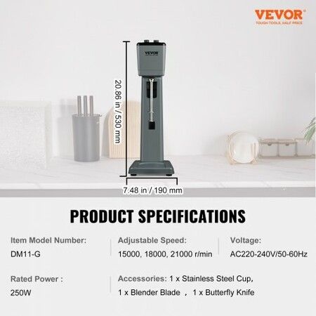 Milkshake Maker, 120V 250W Electric Milkshake Machine, Single Head Drink Mixer Blender Machine, 3-Speed Milkshake Mixer with 820 ml Stainless Steel Cup, Milkshake Blender for Commercial and Home