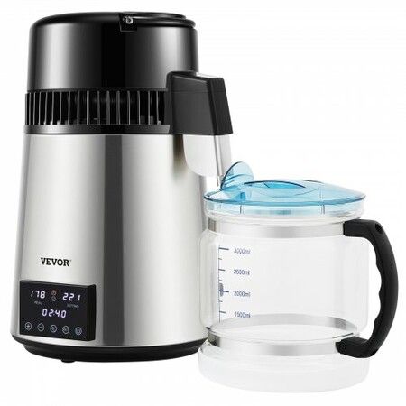 4L Water Distiller 1.5L/H Distilled Water Maker Timing Dual-Temp Silver