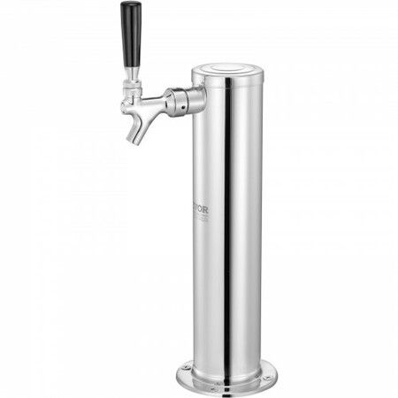 Kegerator Tower Kit, Single Tap Beer Conversion Kit, Stainless Steel Keg Beer Tower Dispenser with Dual Gauge W21.8 Regulator & A-System Keg Coupler, Beer Drip Tray for Party Home