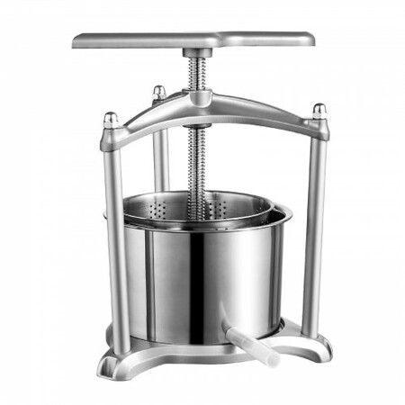 Fruit Wine Press, 1.6 Gallon/6L, 2 Stainless Steel Barrels, Manual Juice Maker, Cider Apple Grape Tincture Vegetables Honey Olive Oil Making Press with T-Handle, Triangular Structure for Kitchen