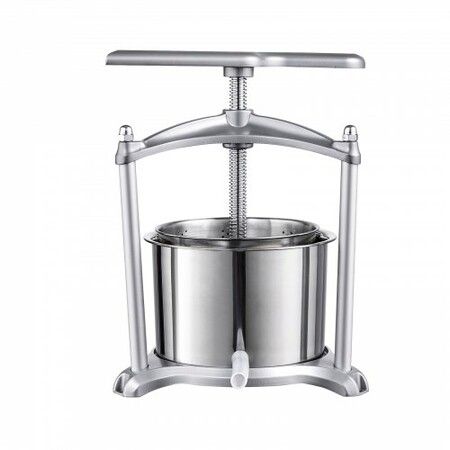 Fruit Wine Press, 1.6 Gallon/6L, 2 Stainless Steel Barrels, Manual Juice Maker, Cider Apple Grape Tincture Vegetables Honey Olive Oil Making Press with T-Handle, Triangular Structure for Kitchen