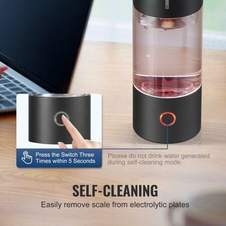 Hydrogen Water Bottle Generator, 230 ml / 8.1 oz Capacity Portable Hydrogen Water Maker, SPE Technology Hydrogen Rich Water Ionizer Machine with Nasal Inhalation Tube and Self-Cleaning