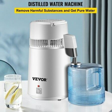 Water Distiller Purifier Pure Water Distiller Filters Water Distillation 4L Internal Stainless Steel with Collection Bottle