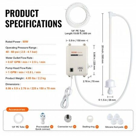 220V Bottled Water Dispensing Pump System Flojet BW1000A Bunn 40PSI 4Gal/Min