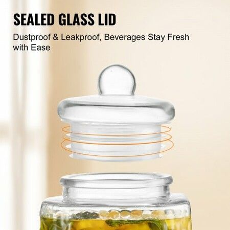 Beverage Dispenser, 1.5 Gallon Drink Dispensers for Parties, Glass Juice Dispenser with Stand, Stainless Steel Spigot, Iced Tea Lemonade Juice Water Dispenser, for Restaurants, Hotels, Parties