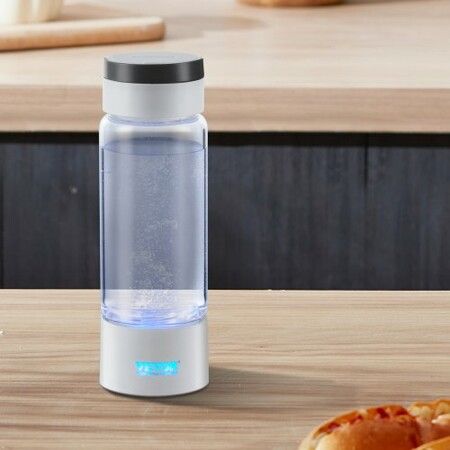 Hydrogen Water Bottle Generator, 380 ml / 13.4 oz Capacity Portable Hydrogen Water Maker, SPE Technology Hydrogen Rich Water Ionizer Machine with Nasal Inhalation Tube and Self-Cleaning