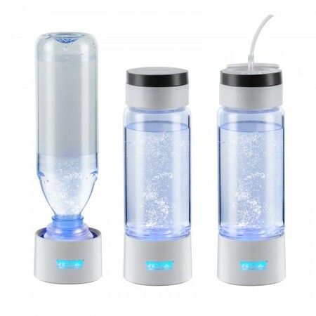 Hydrogen Water Bottle Generator, 380 ml / 13.4 oz Capacity Portable Hydrogen Water Maker, SPE Technology Hydrogen Rich Water Ionizer Machine with Nasal Inhalation Tube and Self-Cleaning