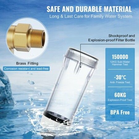 Spin Down Filter, 40 Micron Whole House Sediment Filter for Well Water, 1" G-M + 1 1/4" G-M, 8 T/H High Flow Rate, for Whole House Water Filtration Systems, Well Water Sediment Filter