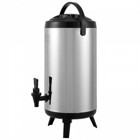 Stainless Steel Insulated Beverage Dispenser, 9.2 Liter, Thermal Hot and Cold Drink Server Dispenser with Spigot Handle, Food-grade for Hot Tea Coffee Water Restaurant Drink Shop