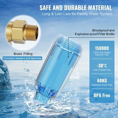 Spin Down Filter, 40 Micron Whole House Sediment Filter for Well Water, 3/4" G-M + 1" G-M, 4 T/H High Flow Rate, for Whole House Water Filtration Systems, Well Water Sediment Filter