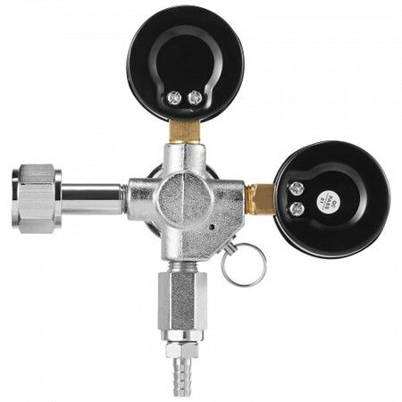 Double Gauge Regulator, CO2 Regulator Gauge with 0-60PSI, Heavy Duty CO2 Gauge Gas System, Draft Beer Regulator with Check Valve, Adjustable Pressure Regulator for Draft Beer Homebrew, CGA320