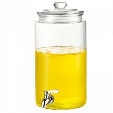 Beverage Dispenser, 2 Gallon Drink Dispensers for Parties, Glass Juice Dispenser with Stainless Steel Spigot, Iced Tea Lemonade Juice Water Dispenser, for Restaurants, Hotels, Parties