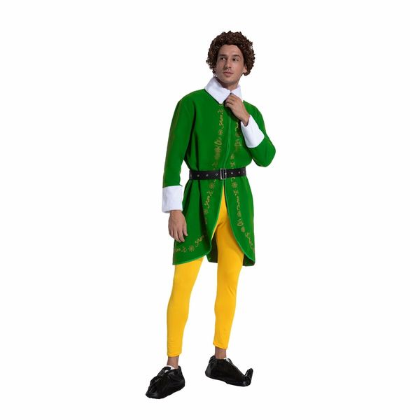 Budby the Elf Costume Mens Christmas Elf Costume with Wig Cosplay Full Set Holiday Party Costumes (Size:3X-Large)