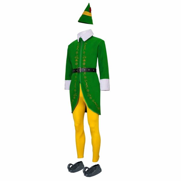 Budby the Elf Costume Mens Christmas Elf Costume with Wig Cosplay Full Set Holiday Party Costumes (Size:3X-Large)