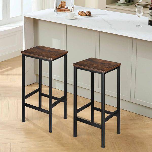 Bar Stools Set of 2 Kitchen Counter Height Barstools Dining Island Chairs Tall Modern Comfortable Backless Breakfast Seats for Home Restaurant Cafe Pub