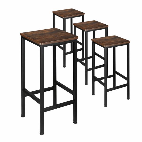 Bar Stools Set of 4 Counter Height Kitchen Island Barstools Dining Tall Chairs Modern Backless Comfortable Breakfast Seats for Home Cafe Restaurant Pub