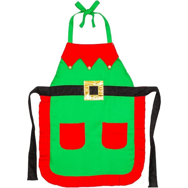 Party City Christmas Elf Fabric Apron,One Size Fits Most