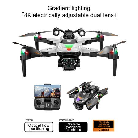 8K HD Aerial Dual Cameras Drone Optical Flow Positioning Avoidance WIFI Brushless Motor GPS Quadcopter Color White