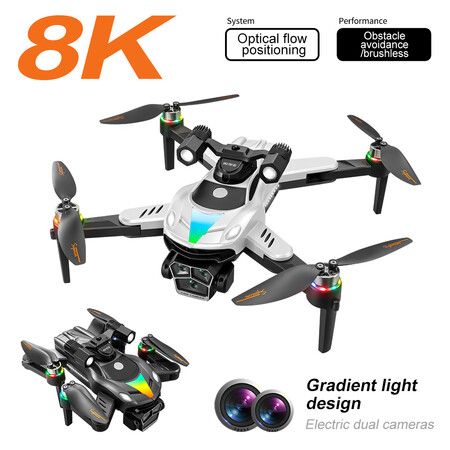 8K HD Aerial Dual Cameras Drone Optical Flow Positioning Avoidance WIFI Brushless Motor GPS Quadcopter Color Black And Grey