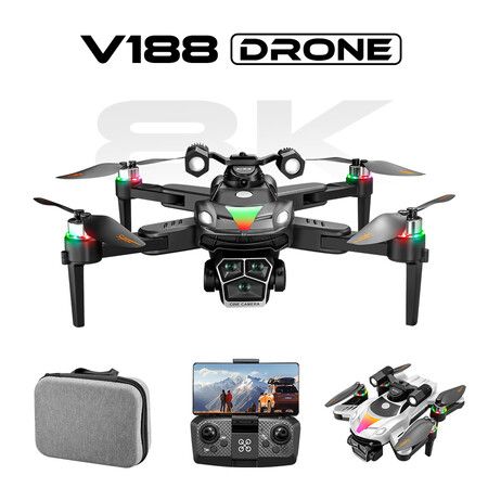 8K HD Aerial Dual Cameras Drone Optical Flow Positioning Avoidance WIFI Brushless Motor GPS Quadcopter Color Black And Grey