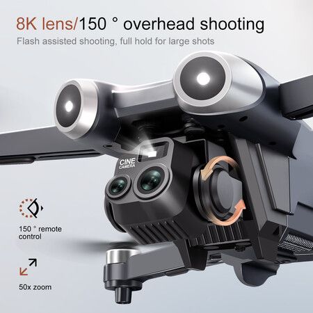 8K HD Dual Cameras Drone Professional Optical flow Positionin WIFI FPV GPS Dron RC Quadcopter Toy Color Black