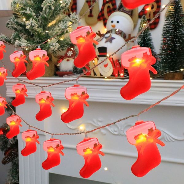 Christmas LED String Lights Battery Operated Santa Hat Santa Socks Candy  Light for Indoor Christmas Decor