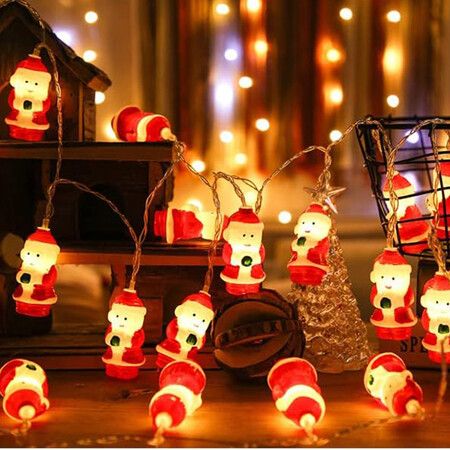 3M 20 LED Battery Operated Christmas Lights with Santa Claus Christmas String Lights Indoor Christmas Decor