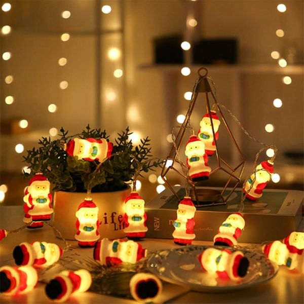 3M 20 LED Battery Operated Christmas Lights with Santa Claus Christmas String Lights Indoor Christmas Decor