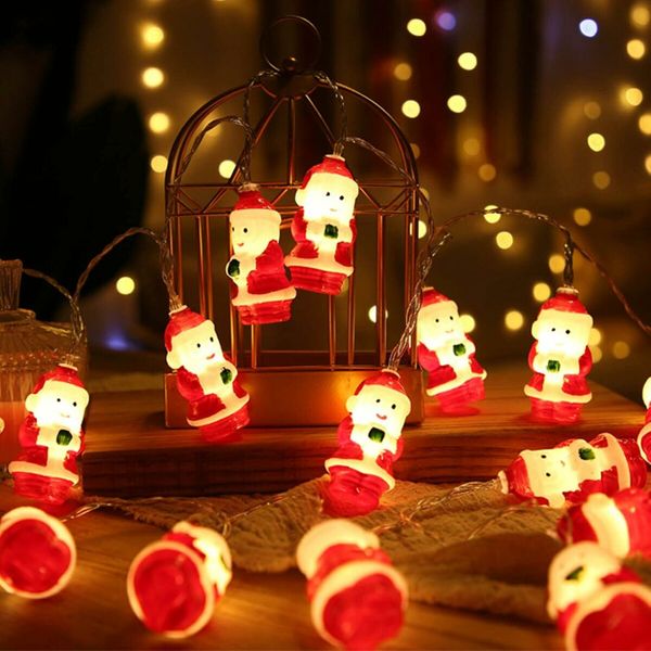 3M 20 LED Battery Operated Christmas Lights with Santa Claus Christmas String Lights Indoor Christmas Decor