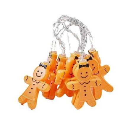 Gingerbread Man Garland Lights, 10ft Gingerbread LED Lights, Battery Operated Christmas Lights